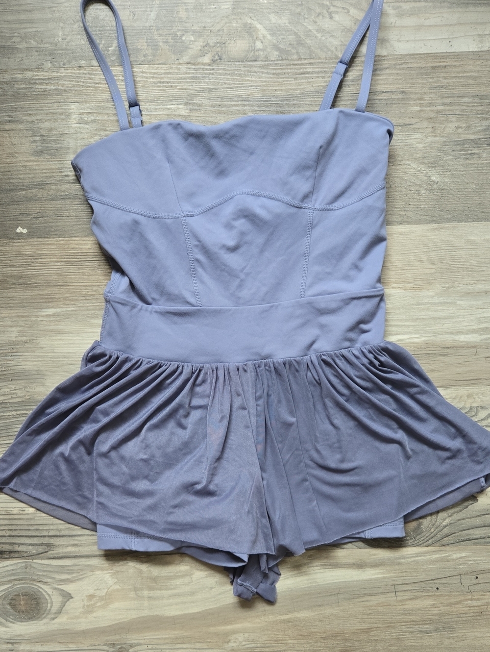 Women's Lavender Skort Romper with Adjustable Straps